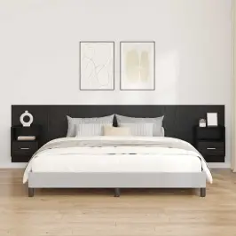 Gultas Galva Ar Skapīšu 3 Pcs Melns Ozolkoks Inženierijas Koks Vidaxl