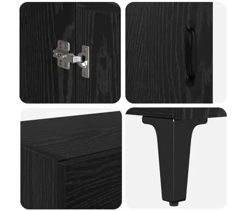 Augstais Skapītis Melns Ozolkoks 69,5 X 34 X 180 Cm Vidaxl