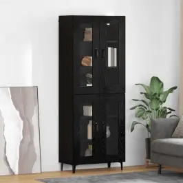 Augstais Skapītis Melns Ozolkoks 69,5 X 34 X 180 Cm Vidaxl