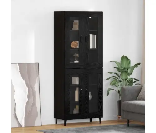 Augstais Skapītis Melns Ozolkoks 69,5 X 34 X 180 Cm Vidaxl