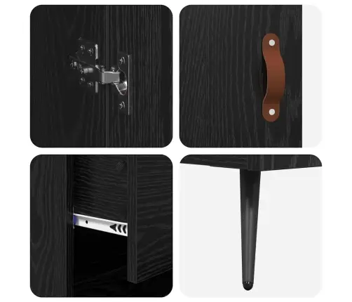 Didelė Spintelė 2 Pcs Juodas Ąžuolas Apdirbta Mediena