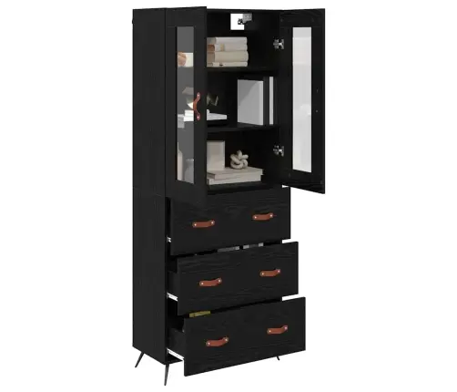 Didelė Spintelė 2 Pcs Juodas Ąžuolas Apdirbta Mediena