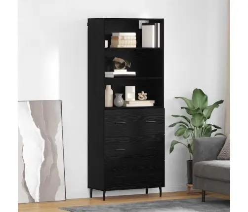 Kõrgushein Must Tamm 69,5 X 34 X 180 Cm Kunstlik Puit Ja Klaas