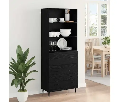 Kõrgushein Must Tamm 69,5 X 34 X 180 Cm Kunstlik Puit Ja Klaas