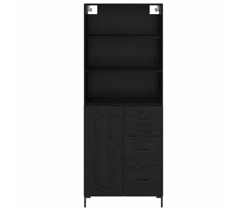 Augstais Skapītis 2 Pcs Melns Ozolkoks Inženierijas Koks Vidaxl