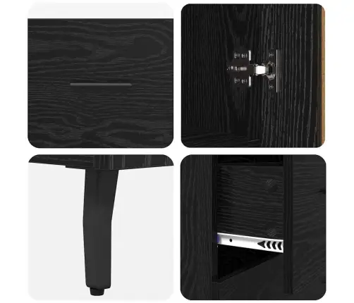 Kõrgushein Sahtliga 2 Pcs Must Tamm Kunstlik Puit Ja Klaas