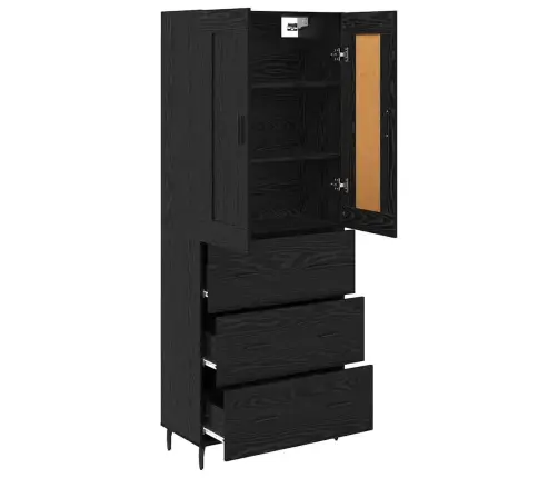 Kõrgushein Sahtliga 2 Pcs Must Tamm Kunstlik Puit Ja Klaas