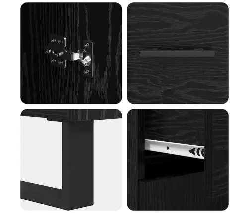 Aukštas Spintelė 2 Pcs Juodas Ąžuolas Apdirbta Mediena