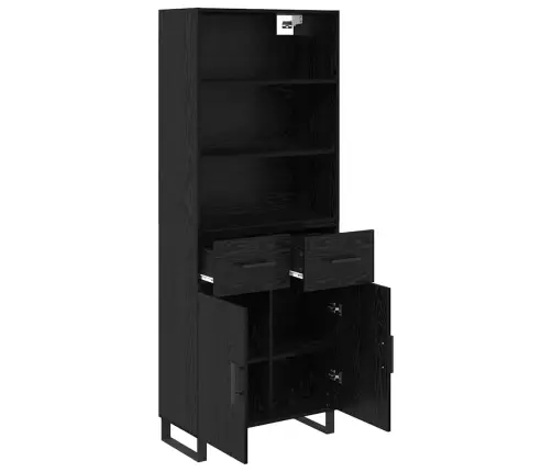 Aukštas Spintelė 2 Pcs Juodas Ąžuolas Apdirbta Mediena