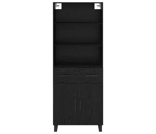 Aukštas Spintelė 2 Pcs Juodas Ąžuolas Apdirbta Mediena