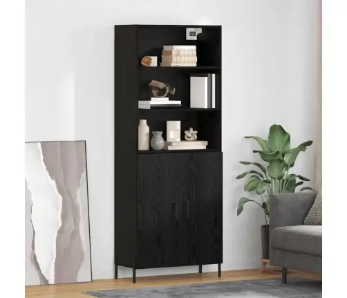 Augstais Skapītis 2 Pcs Melns Ozolkoks 69,5 X 34 X 180 Cm Vidaxl