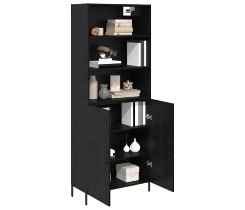 Augstais Skapītis 2 Pcs Melns Ozolkoks 69,5 X 34 X 180 Cm Vidaxl