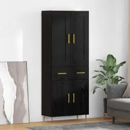 Augstais Skapītis Melns Ozolkoks 69,5 X 34 X 180 Cm Inženierijas Koks