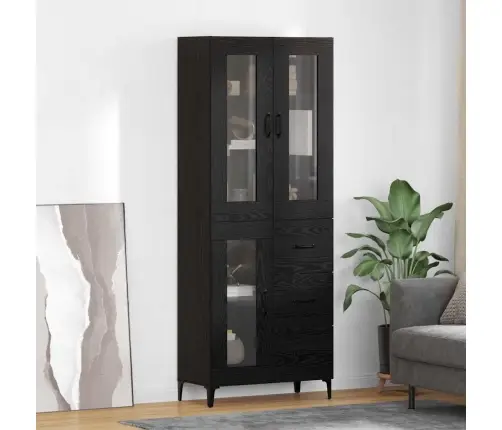 Augstais Skapītis Melns Ozolkoks 69,5 X 34 X 180 Cm Vidaxl