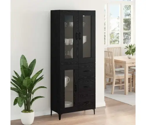 Augstais Skapītis Melns Ozolkoks 69,5 X 34 X 180 Cm Vidaxl