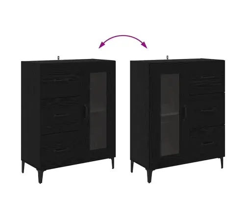 Augstais Skapītis Melns Ozolkoks 69,5 X 34 X 180 Cm Vidaxl