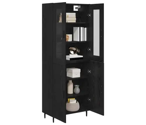 Augstais Skapītis Melns Ozolkoks 69,5 X 34 X 180 Cm Vidaxl