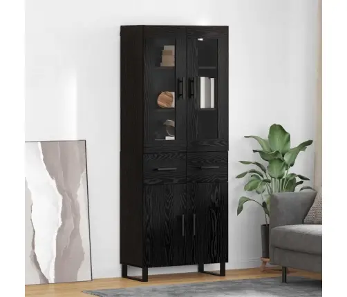 Kõrgushein Sahtliga 2 Pcs Must Tamm Kunstlik Puit Ja Klaas