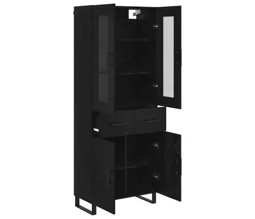 Kõrgushein Sahtliga 2 Pcs Must Tamm Kunstlik Puit Ja Klaas