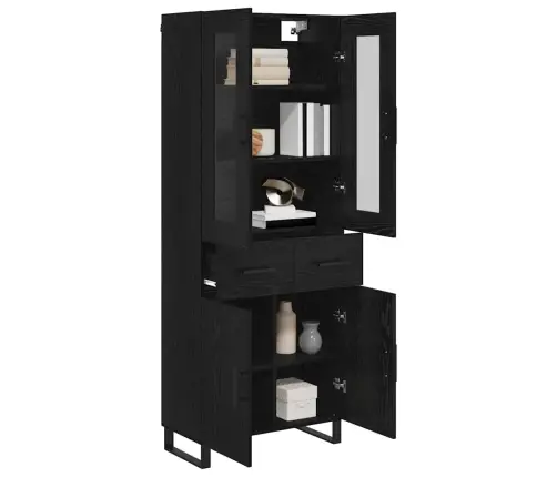 Kõrgushein Sahtliga 2 Pcs Must Tamm Kunstlik Puit Ja Klaas