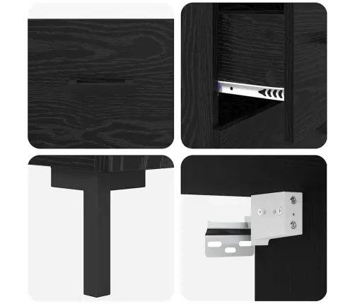 Augstais Skapītis 2 Pcs Melns Ozolkoks Inženierijas Koks Vidaxl