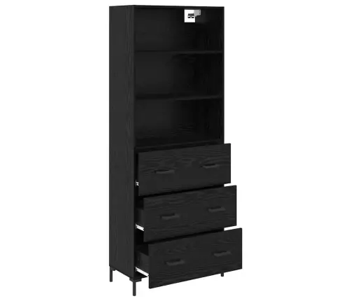 Augstais Skapītis 2 Pcs Melns Ozolkoks Inženierijas Koks Vidaxl