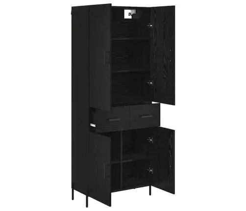 Augstais Skapītis Melns Ozolkoks 69,5 X 34 X 180 Cm Vidaxl