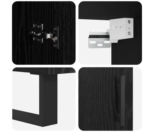 Augstais Skapītis Melns Ozolkoks 69,5 X 34 X 180 Cm Vidaxl