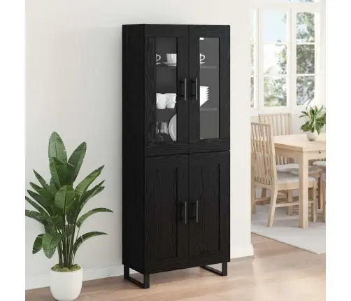 Augstais Skapītis Melns Ozolkoks 69,5 X 34 X 180 Cm Vidaxl