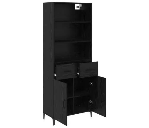 Augstais Skapītis Melns Ozolkoks 69,5 X 34 X 180 Cm Vidaxl