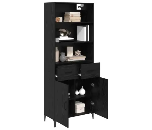 Augstais Skapītis Melns Ozolkoks 69,5 X 34 X 180 Cm Vidaxl