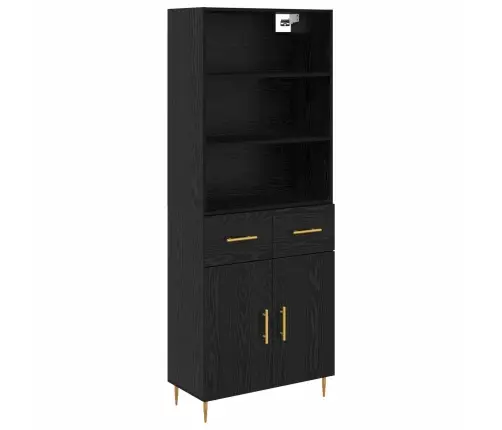 Aukštas Spintelė Su Stalčių Juodas Ąžuolas 69,5 X 34 X 180 Cm