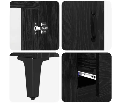 Kõide Seinale Kinnitatav Sahtliga 2 Pcs Must Tamm Tehispuit