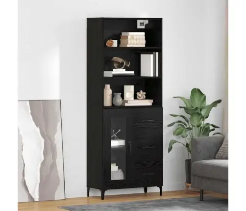 Kõide Seinale Kinnitatav Sahtliga 2 Pcs Must Tamm Tehispuit