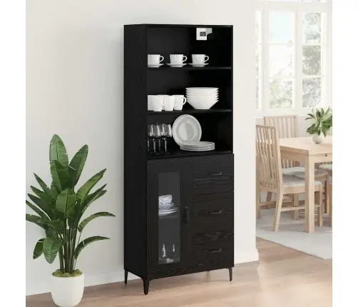 Kõide Seinale Kinnitatav Sahtliga 2 Pcs Must Tamm Tehispuit