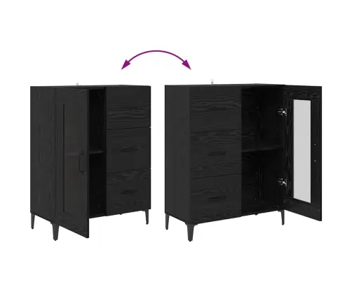 Kõide Seinale Kinnitatav Sahtliga 2 Pcs Must Tamm Tehispuit