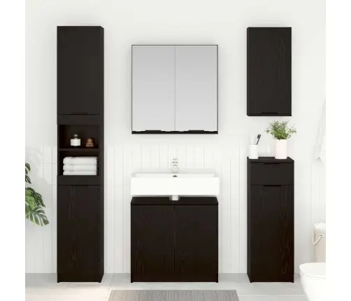 Vannas Istabas Mēbeļu Komplekts Ar Durvīm 3 Pcs Melns Ozolkoks Vidaxl
