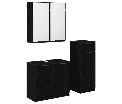 Vannas Istabas Mēbeļu Komplekts Ar Durvīm 3 Pcs Melns Ozolkoks Vidaxl