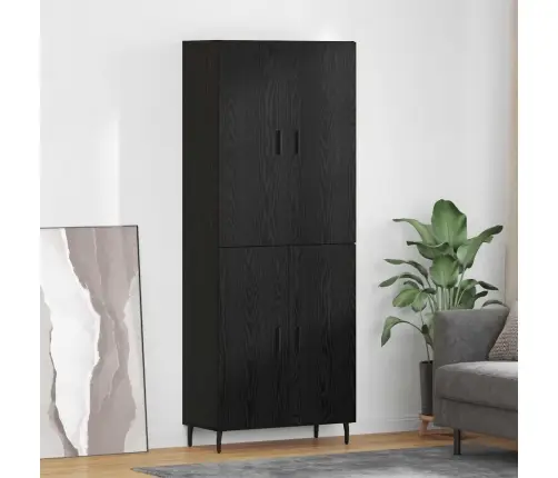 Augstais Skapītis Melns Ozols 69,5 X 34 X 180 Cm Vidaxl