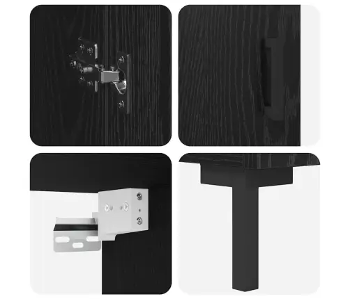 Augstais Skapītis 2 Pcs Melns Ozolkoks 69,5 X 34 X 180 Cm Vidaxl