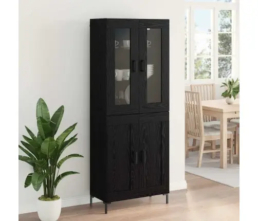 Augstais Skapītis 2 Pcs Melns Ozolkoks 69,5 X 34 X 180 Cm Vidaxl