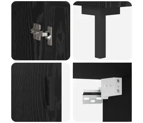 Aukštas Spintelė 2 Pcs Juodas Ąžuolas Apdirbta Mediena