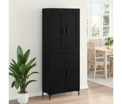 Aukštas Spintelė 2 Pcs Juodas Ąžuolas Apdirbta Mediena