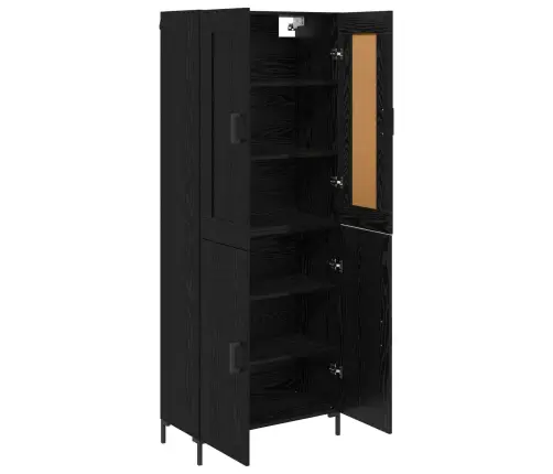 Aukštas Spintelė 2 Pcs Juodas Ąžuolas Apdirbta Mediena