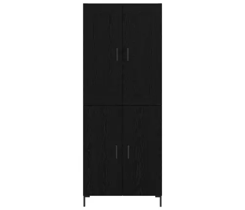 Aukštas Spintelė 2 Pcs Juodas Ąžuolas Apdirbta Mediena