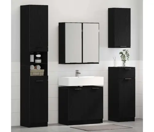 Vannas Istabas Skapju Komplekts Ar Plauktu 3 Pcs Melns Ozolkoks Vidaxl