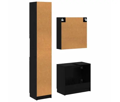 Vannas Istabas Skapju Komplekts Ar Plauktu 3 Pcs Melns Ozolkoks Vidaxl