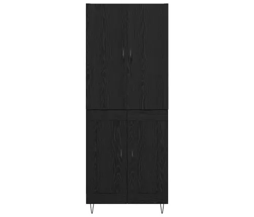 Augstais Skapītis 2 Pcs Melns Ozolkoks Inženierijas Koks Vidaxl