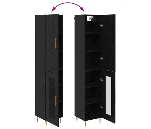 Aukštas Spintelė Juodas Ąžuolas 34,5 X 34 X 180 Cm