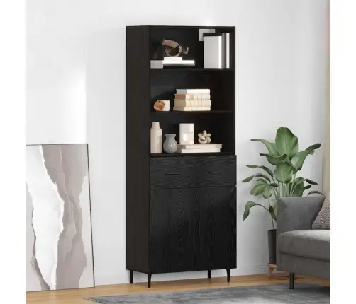 Augstais Skapītis 2 Pcs Melns Ozolkoks 69,5 X 34 X 180 Cm Vidaxl